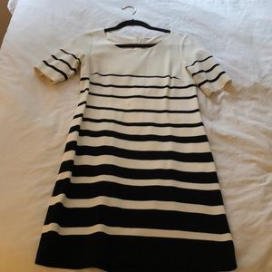 Black and white striped short sleeve dress